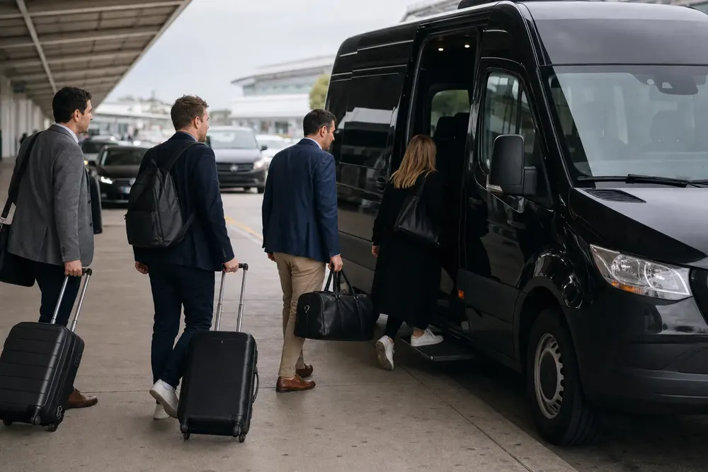 Black Mercedes-Benz Sprinter group transfer at BWI