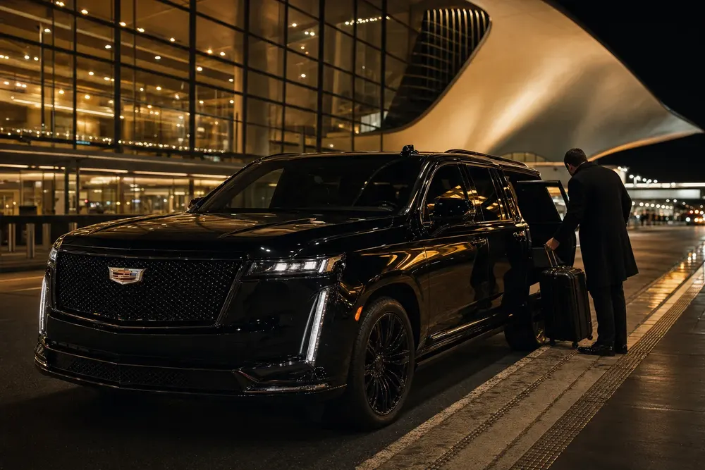 Black luxury vehicle at John F. Kennedy International Airport (JFK)