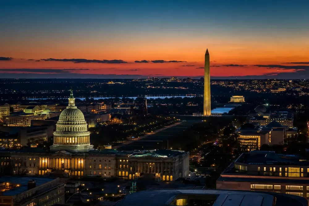 Washington DC skyline at dusk